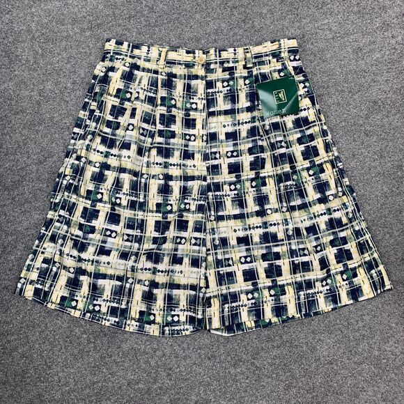 Vintage Reebok Shorts Women 14 Multi Madras Slash Pocket High Rise Retro Culotte - Picture 2 of 12